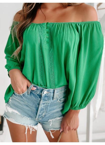 Green one-shoulder shirt