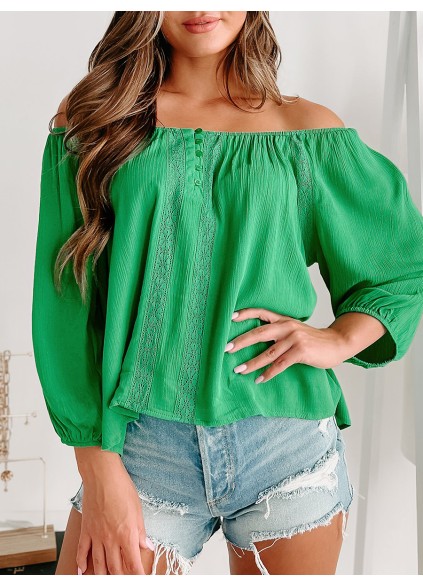 Green one-shoulder shirt