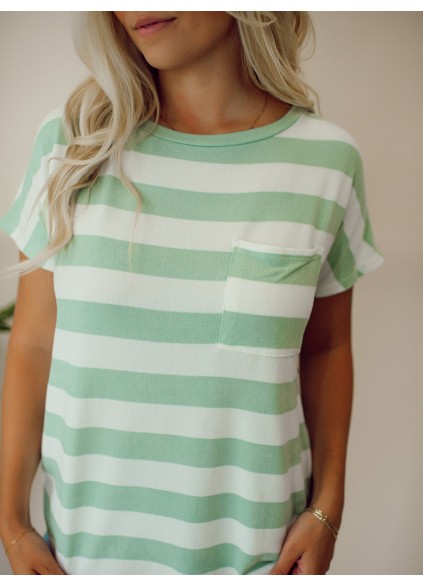 Green striped pocket T-shirt