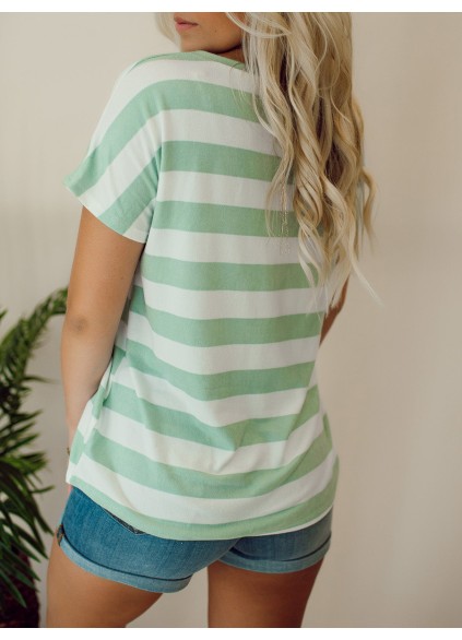 Green striped pocket T-shirt