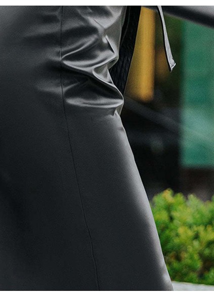 HIGH WAIST PU MIDI SKIRT