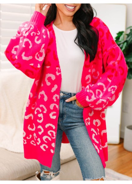 Hot Pink Leopard Cardigan