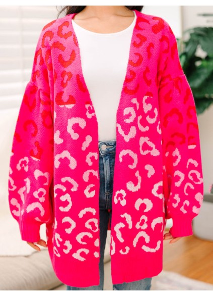 Hot Pink Leopard Cardigan
