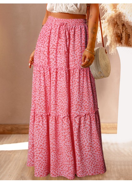 LEOPARD RUFFLE POCKET SHIFT CASUAL SKIRTS