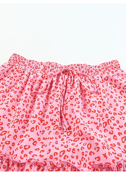 LEOPARD RUFFLE POCKET SHIFT CASUAL SKIRTS
