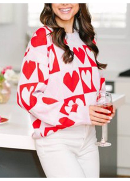 Shine Red Heart Sweater