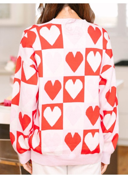 Shine Red Heart Sweater