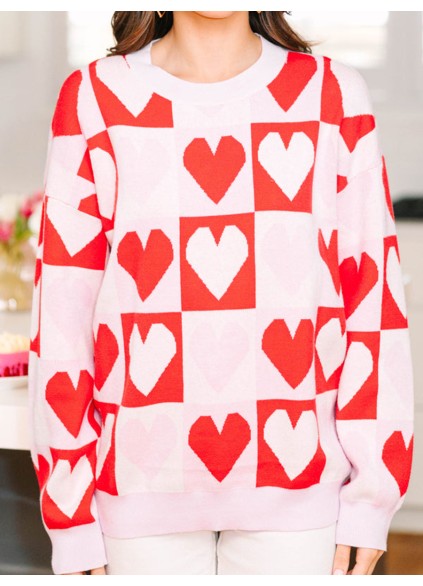 Shine Red Heart Sweater