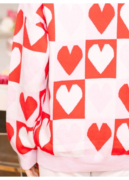 Shine Red Heart Sweater