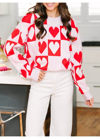 Shine Red Heart Sweater