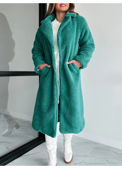 Long green teddy coat