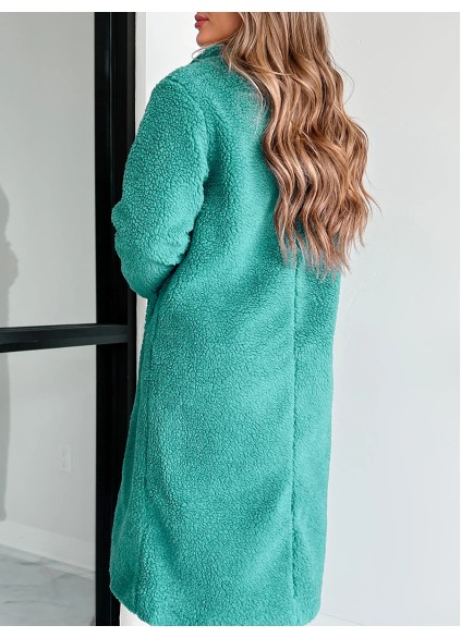 Long green teddy coat