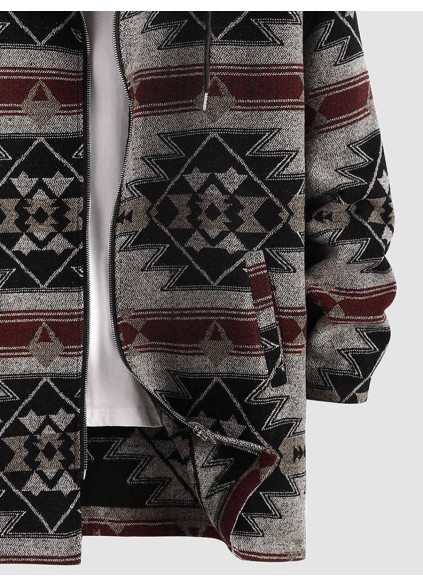 Men's Casual Oversized Print Coat Long Jacket