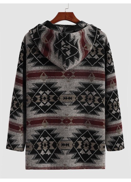 Men's Casual Oversized Print Coat Long Jacket
