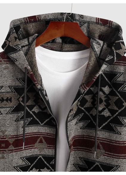 Men's Casual Oversized Print Coat Long Jacket