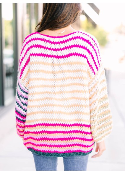 Multicolored Striped Cardigan