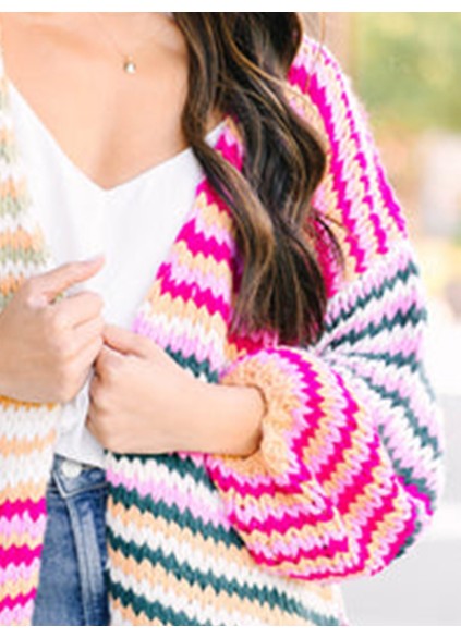 Multicolored Striped Cardigan