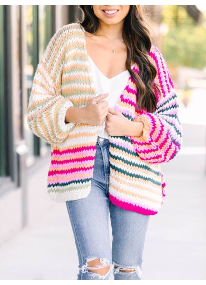 Multicolored Striped Cardigan