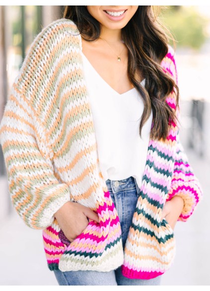 Multicolored Striped Cardigan