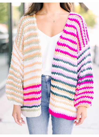 Multicolored Striped Cardigan