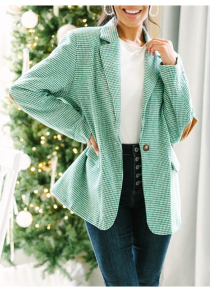 Next Up Emerald Green Houndstooth Blazer