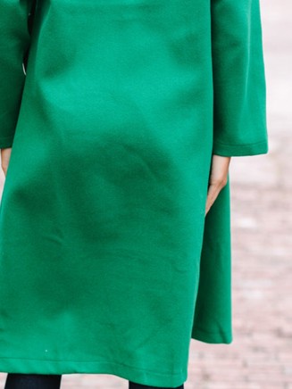 Lapel Solid Color Green Coat