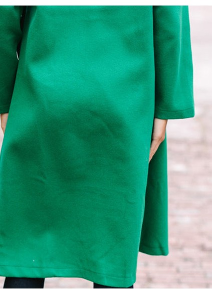 Lapel Solid Color Green Coat