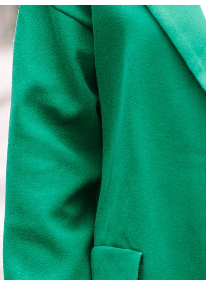 Lapel Solid Color Green Coat