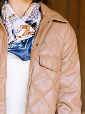 On A Mission Camel Brown Faux Leather Puffer