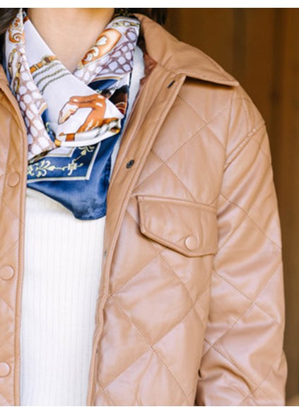 On A Mission Camel Brown Faux Leather Puffer