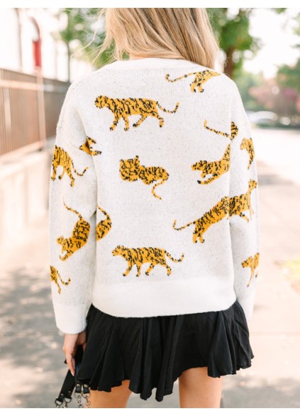 Ivory White Tiger Sweater