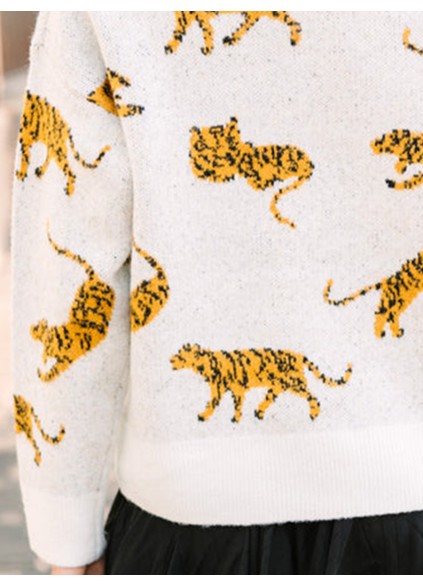 Ivory White Tiger Sweater