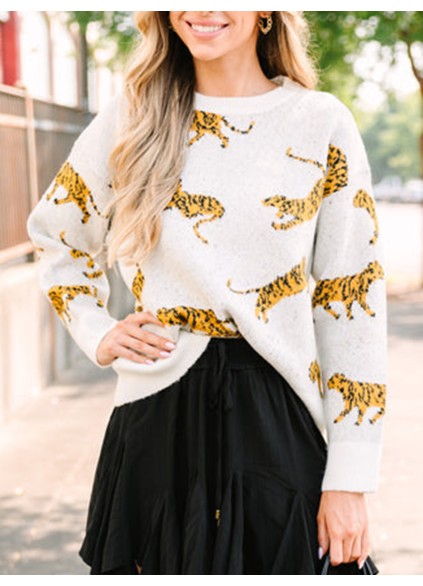 Ivory White Tiger Sweater