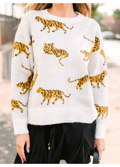 Ivory White Tiger Sweater