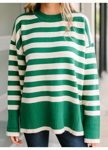 Green Striped Sweater