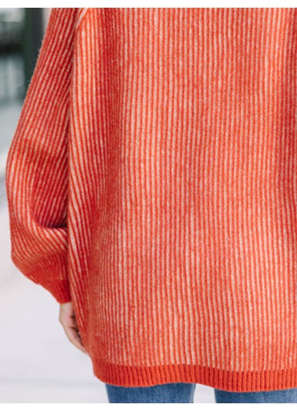 Orange Ribbed Cardigan