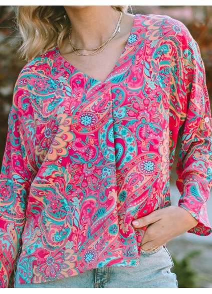 V NECK SHIFT CASUAL BLOUSE