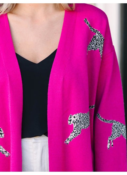 Pink animal pattern Cardigan