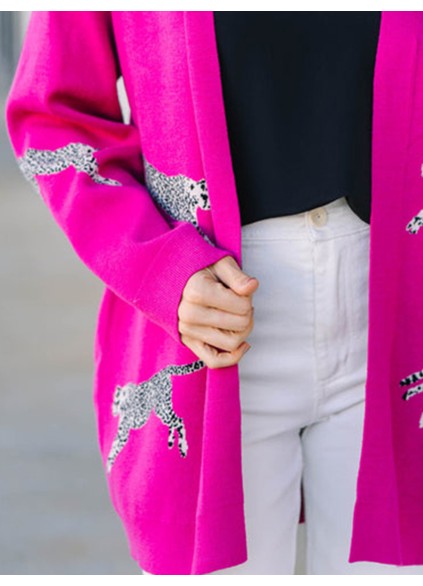 Pink animal pattern Cardigan