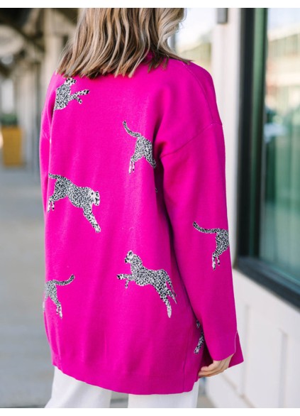 Pink animal pattern Cardigan