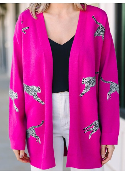 Pink animal pattern Cardigan