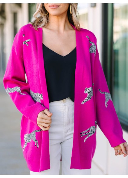 Pink animal pattern Cardigan