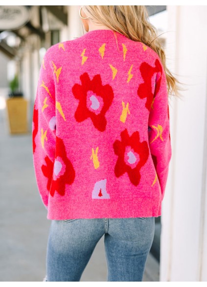 Pink Floral Cardigan
