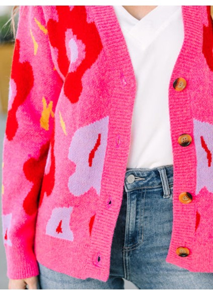 Pink Floral Cardigan
