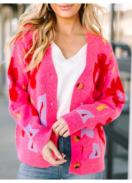 Pink Floral Cardigan