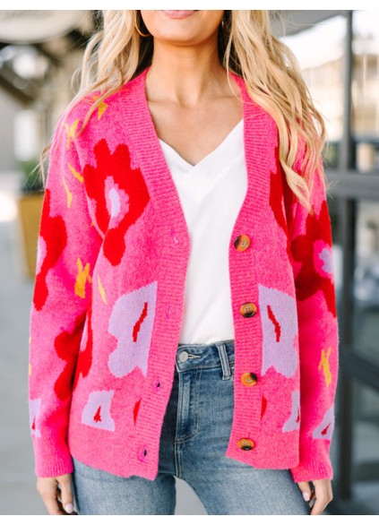 Pink Floral Cardigan