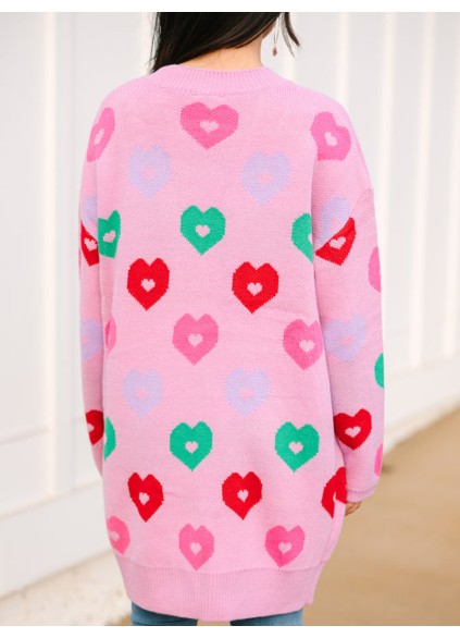 Pink Heart Cardigan