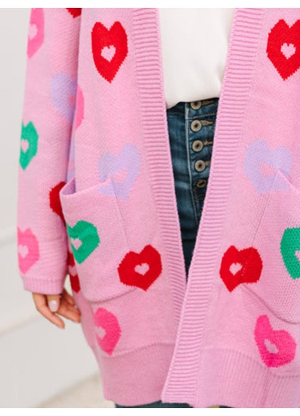 Pink Heart Cardigan