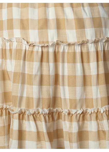PLAID RUFFLE DECORATION SHIFT CASUAL CUTE SKIRTS