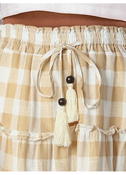 PLAID RUFFLE DECORATION SHIFT CASUAL CUTE SKIRTS